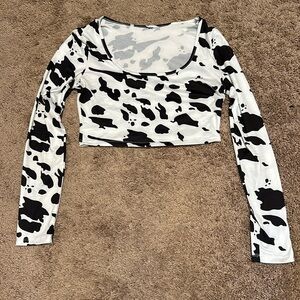 Cropped cow print long sleeve